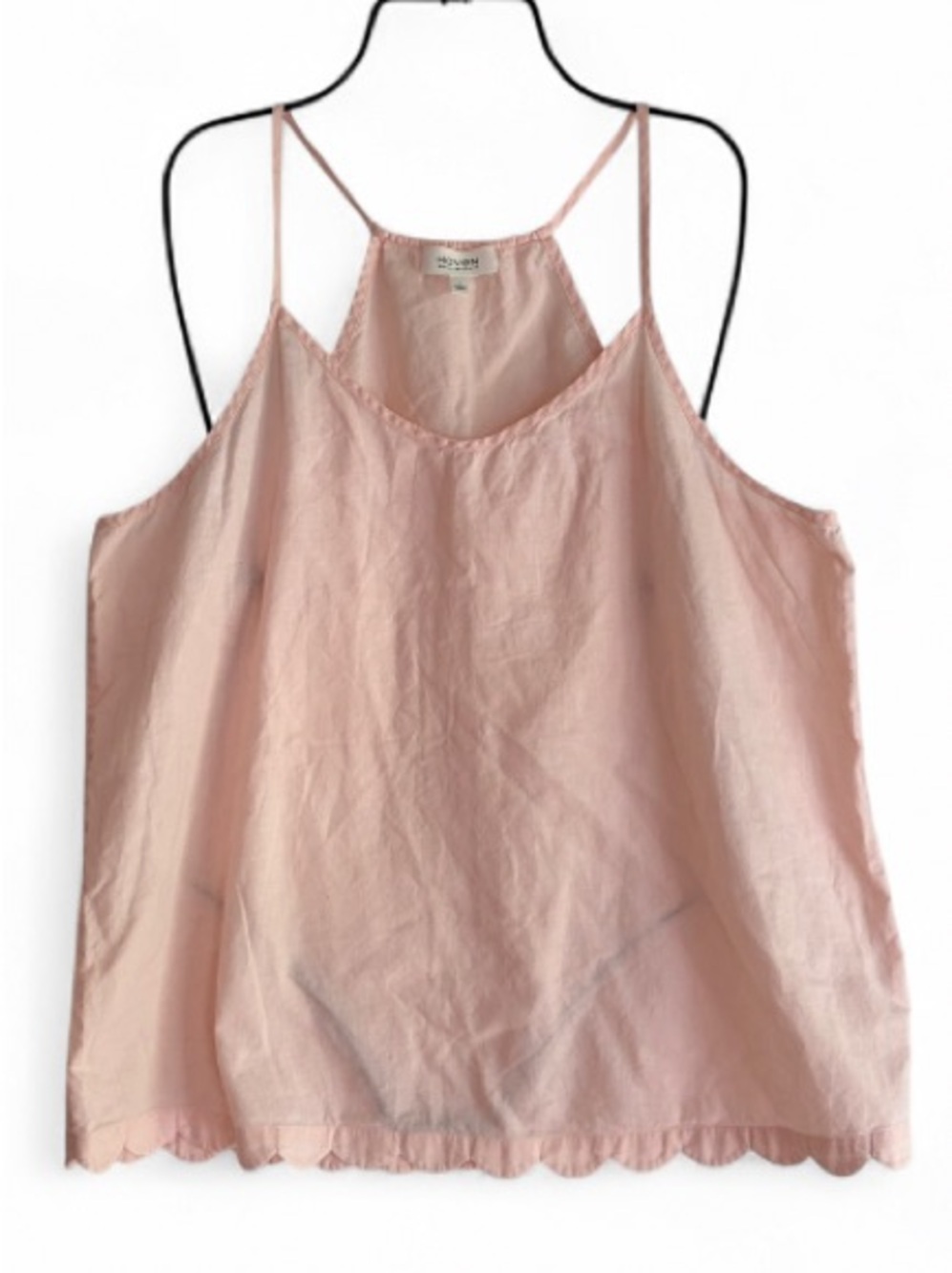 Haven Well Within Pale Pink Scallop Hem Linen Blend Tank Top Size L